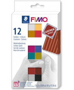 Sada FIMO LEATHER Efekt 12 barev, 25g