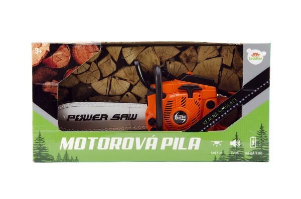 Teddies Dětská motorová pila na baterie se zvukem, zelená, 40 cm