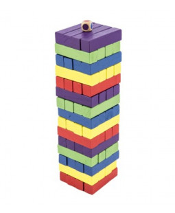 Bonaparte Dřevěná barevná jenga věž 60 dílů, 7,5x27,5x7,5 cm