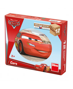 Dino Cars dřevěné kostky, 12 kostek