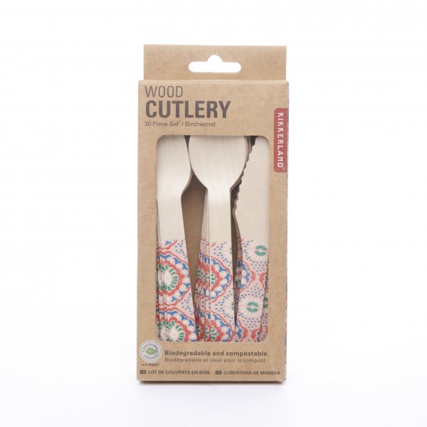 Kikkerland Dřevěný příborový set, Mandala