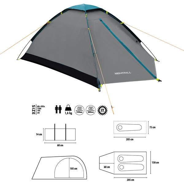 NILS Camp NC6033 Nightfall stan pro dvě osoby, šedo-modrý