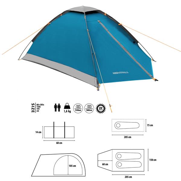 NILS Camp NC6033 Nightfall stan pro dvě osoby, modro-šedý
