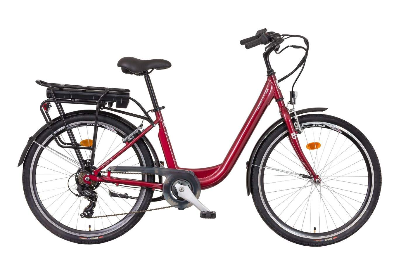 Liberty elektrokolo e-VIA 6 spd 26" zadní motor, 2026 rubínové