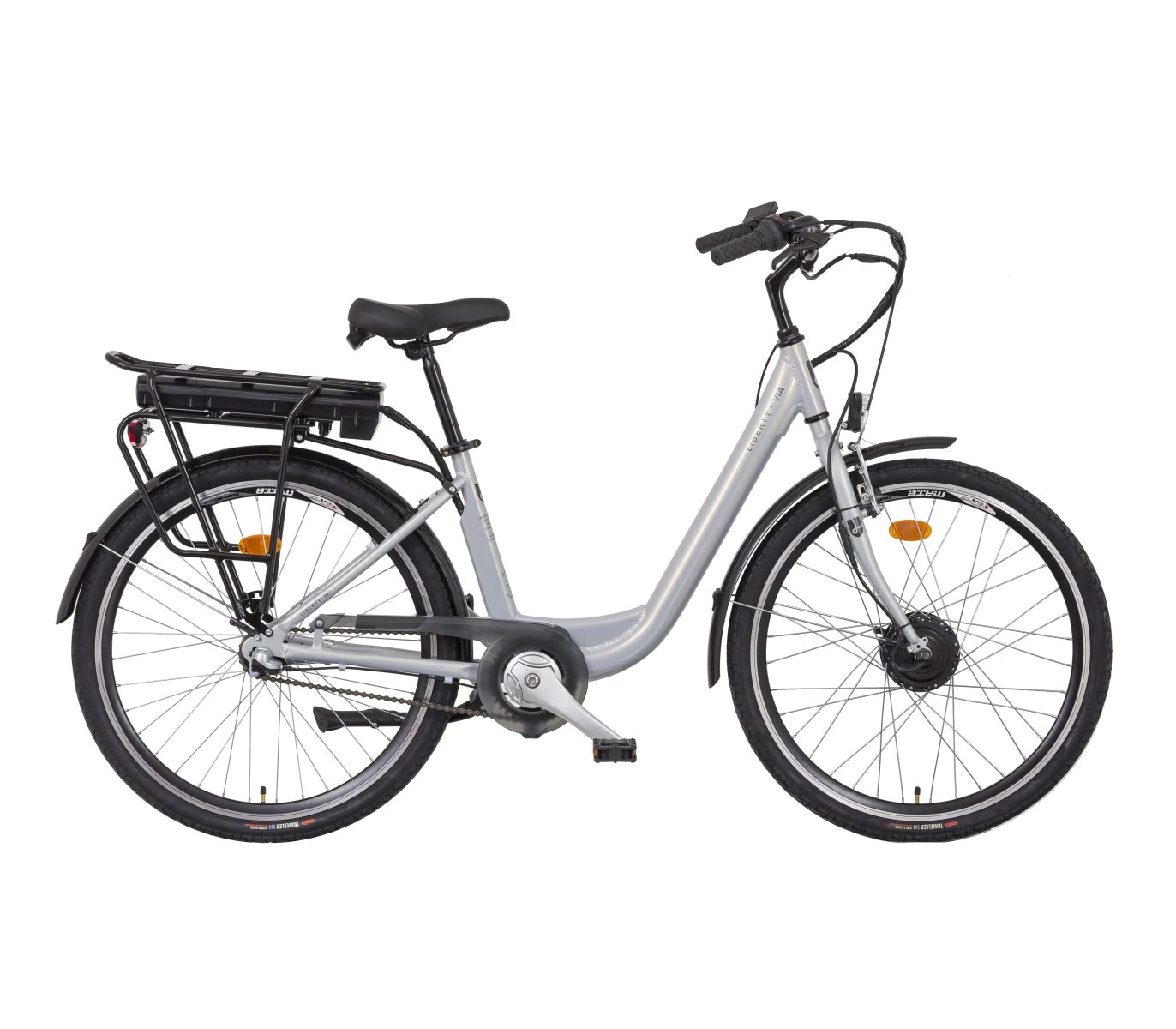 Elektrokolo Liberty e-VIA 3spd 26" přední motor, 2026 stříbrné