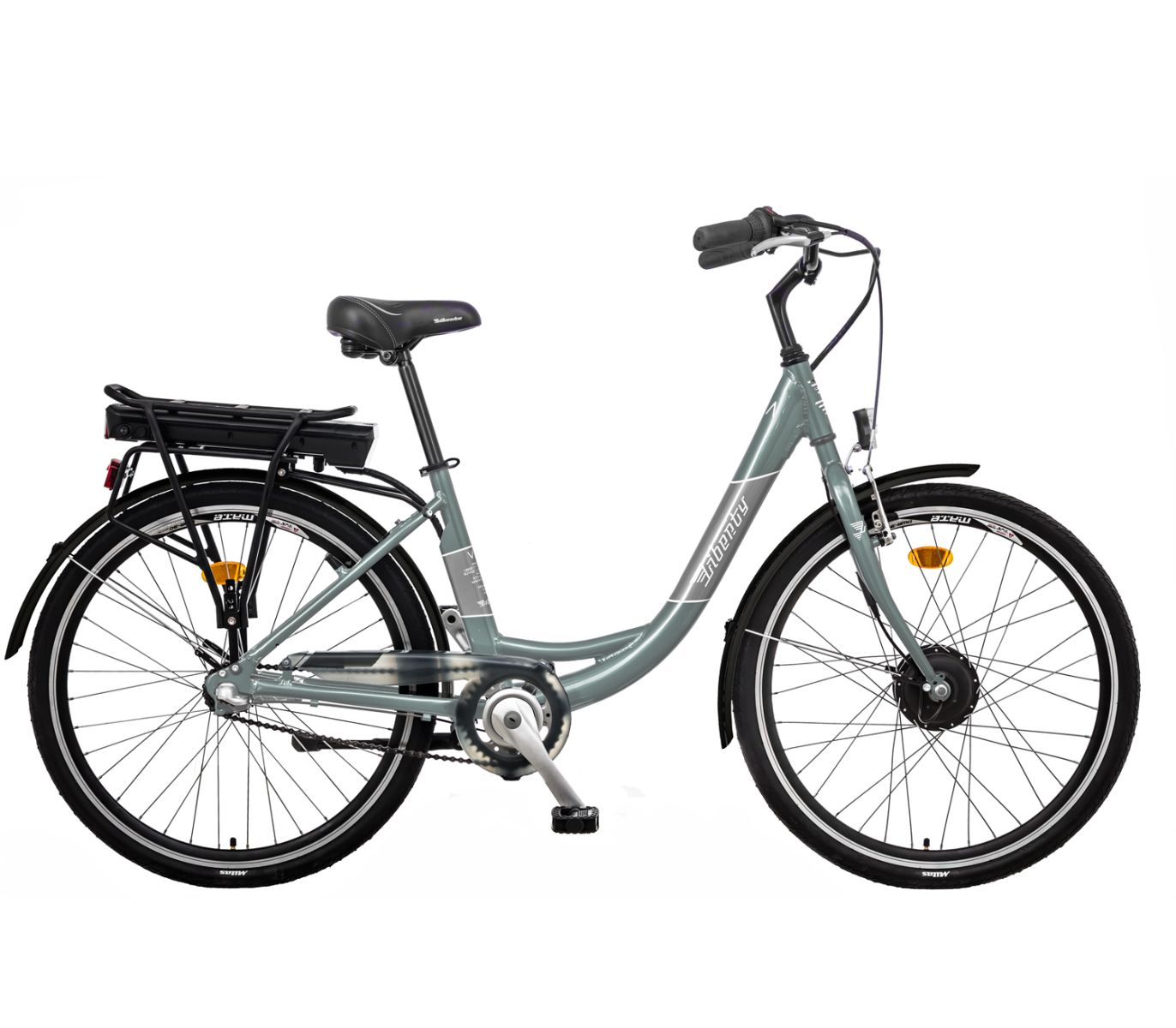 Elektrokolo Liberty e-VIA 3spd 26" přední motor, 2026 šedo-zelené