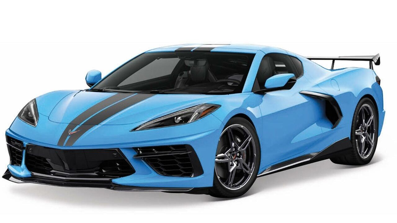 Maisto Chevrolet Corvette Stingray Coupe (High Wing), 2020, Modrá 1:18