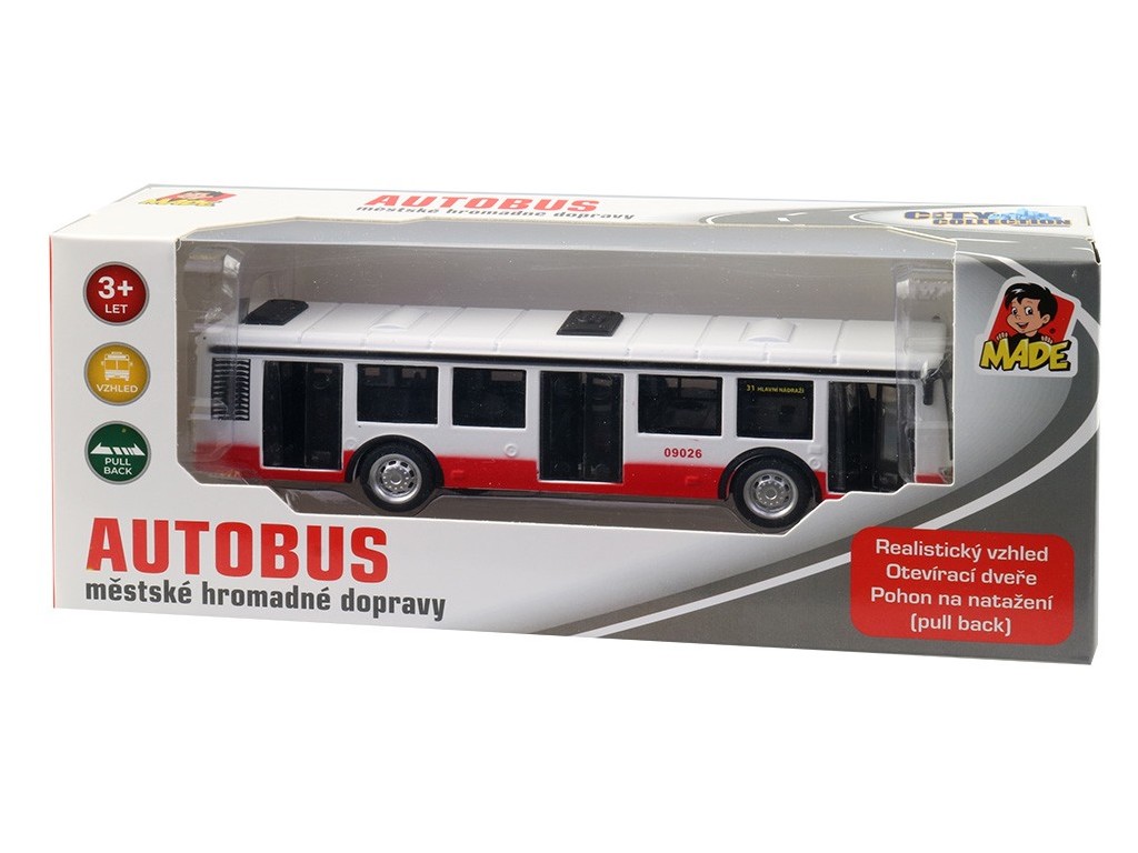 Made Autobus kovový na zpětný chod, 16cm