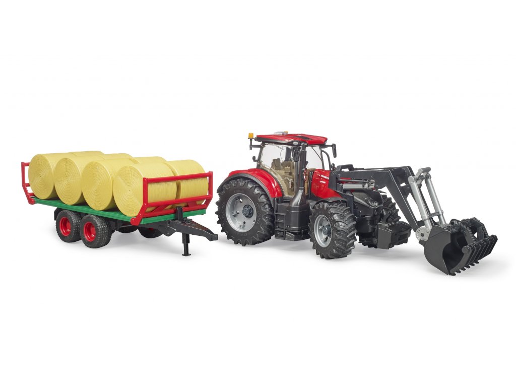 Bruder 3198 Traktor CASE IH Optum 300CVX a vůz na balíky