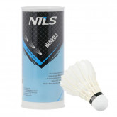 Nils NL6203 Bílé badmintové míčky z peří, 3 ks