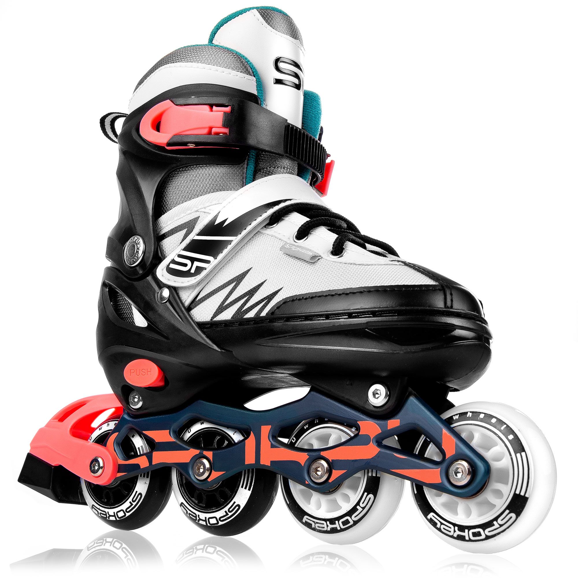 Spokey TONY Kolečkové brusle, černo-růžové, ABEC7 Carbon, vel. 34-37