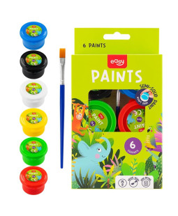 Easy Kids Plakátové barvy v kelímku 6 barev se štětcem