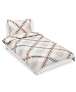 Bellatex Povlečení bavlněný satén, Kostka hnědá - 140x200, 70x90cm