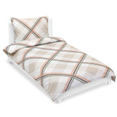 Bellatex Povlečení bavlněný satén, Kostka hnědá - 140x200, 70x90cm