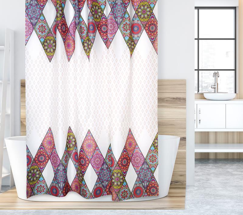 Bellatex koupelnový závěs, Růžová mandala 180x200 cm