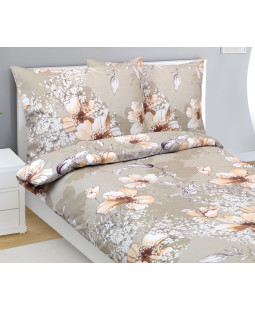 Bellatex Povlečení flanel, Béžový Ibišek - 140x200, 70x90 cm
