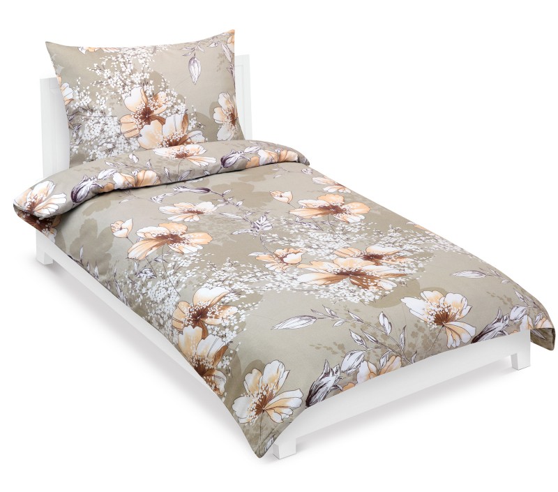 Bellatex Povlečení flanel, Béžový Ibišek - 140x200, 70x90 cm