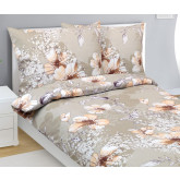 Bellatex Povlečení flanel, Béžový Ibišek - 140x200, 70x90 cm