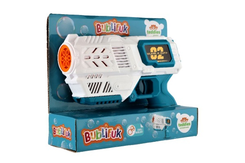 Pistole na bubliny s náplní, na baterie - 19cm