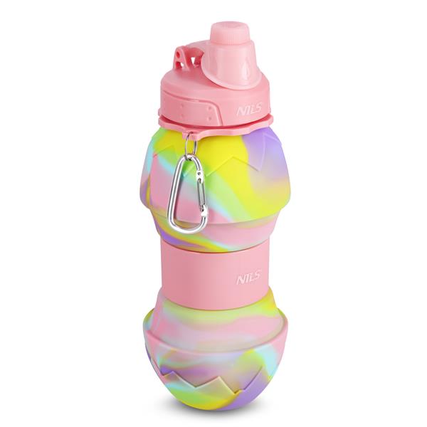 Skládací silikonová láhev NILS Camp NC4102, 700ml, růžová
