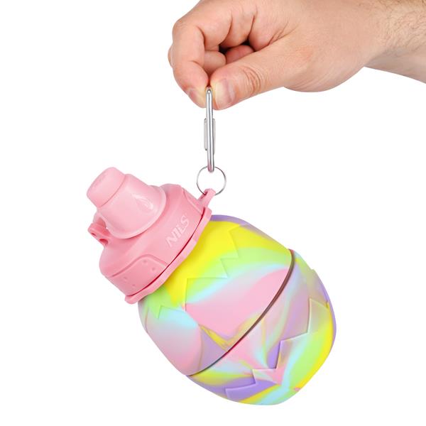 Skládací silikonová láhev NILS Camp NC4102, 700ml, růžová