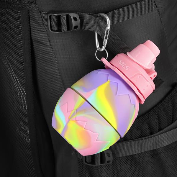 Skládací silikonová láhev NILS Camp NC4102, 700ml, růžová