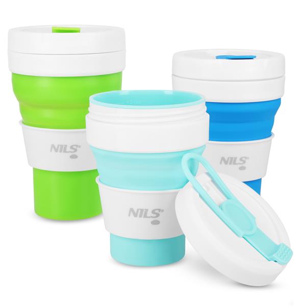 Skládací silikonový hrnek NILS Camp NC4103, 355ml, mátová
