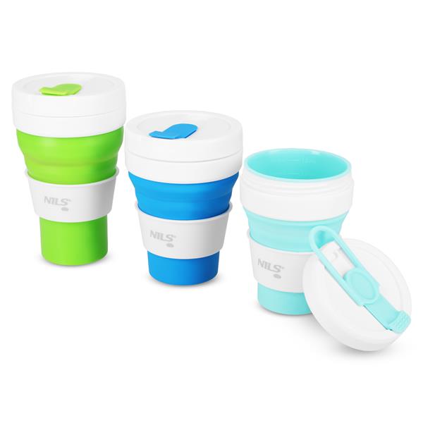 Skládací silikonový hrnek NILS Camp NC4103 600ml světle zelený