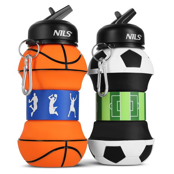 Skládací silikonová láhev NILS Camp NC4104, 550ml, fotbal