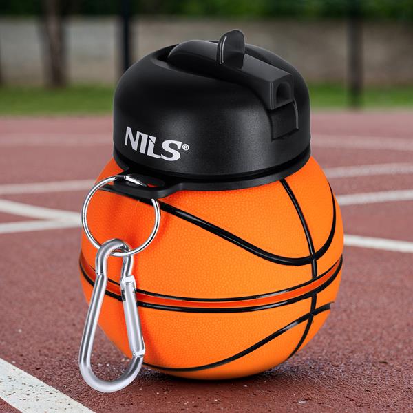 Skládací silikonová láhev NILS Camp NC4104, 550ml, basketbal