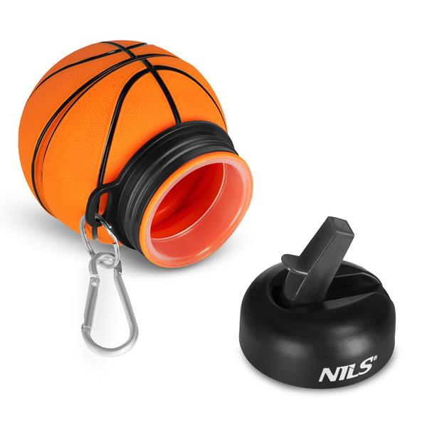 Skládací silikonová láhev NILS Camp NC4104, 550ml, basketbal