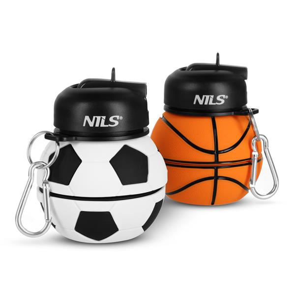 Skládací silikonová láhev NILS Camp NC4104, 550ml, basketbal