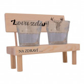 Dřevěná lavička s pohárky pro myslivce – Lovu zdar