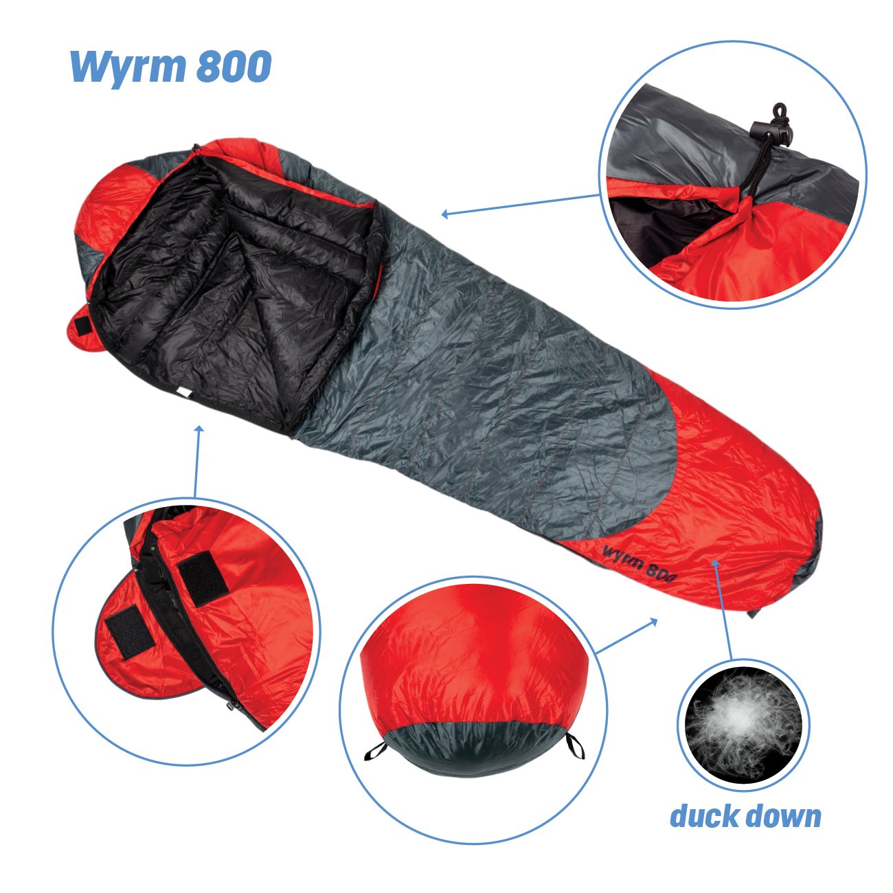Acra péřový spací pytel Wyrm 800 - 225 cm, kachní peří