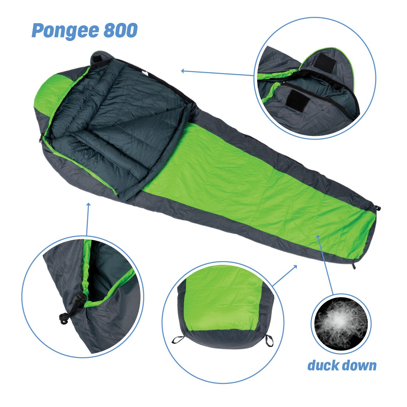 Acra péřový spací pytel Pongee 800 - 210 cm, kachní peří