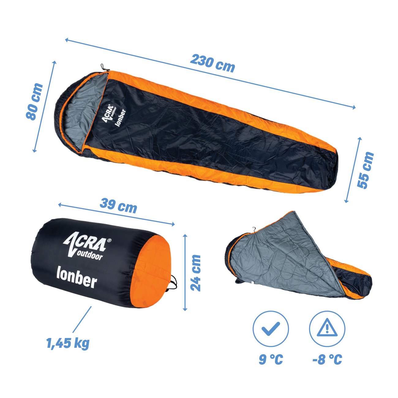 Acra mumiový spací pytel Lonber 230 cm