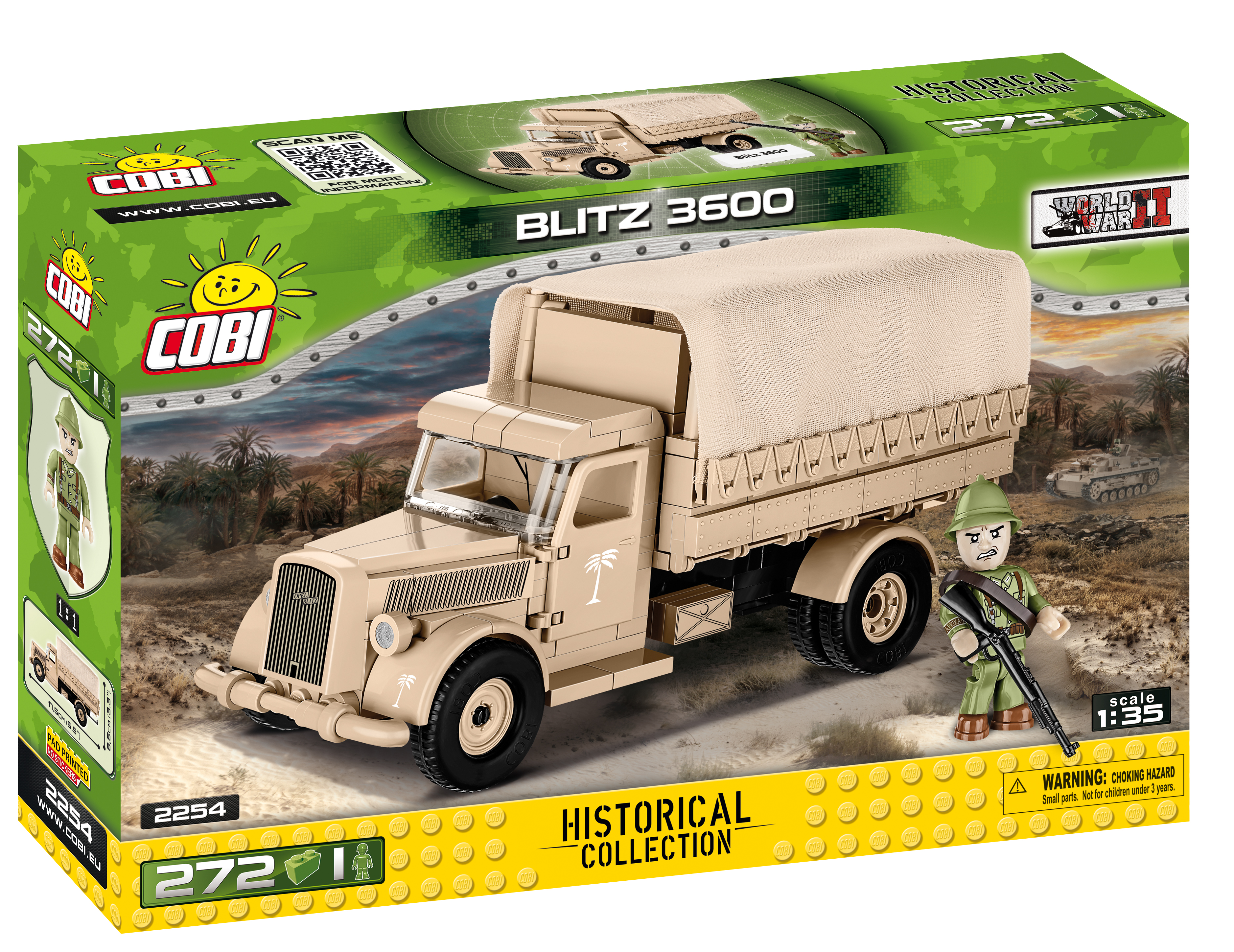 COBI 2254 World War II Nákladní vozidlo Opel BLITZ 3600, 272 kostek