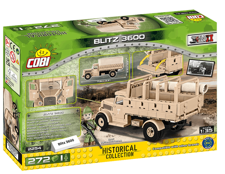 COBI 2254 World War II Nákladní vozidlo Opel BLITZ 3600, 272 kostek