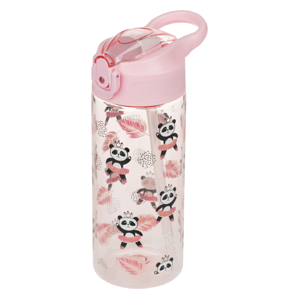 BAAGL Tritanová láhev na pití s brčkem Panda 500 ml