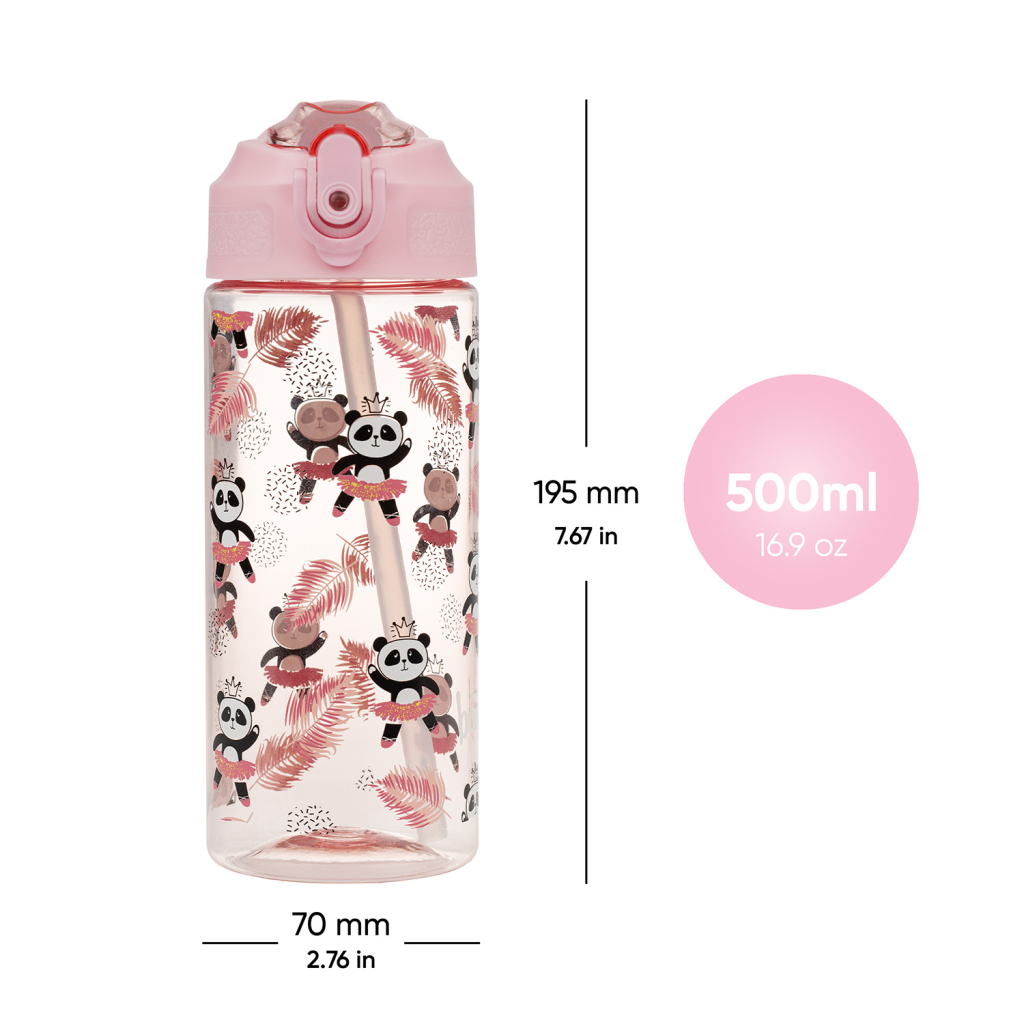 BAAGL Tritanová láhev na pití s brčkem Panda 500 ml