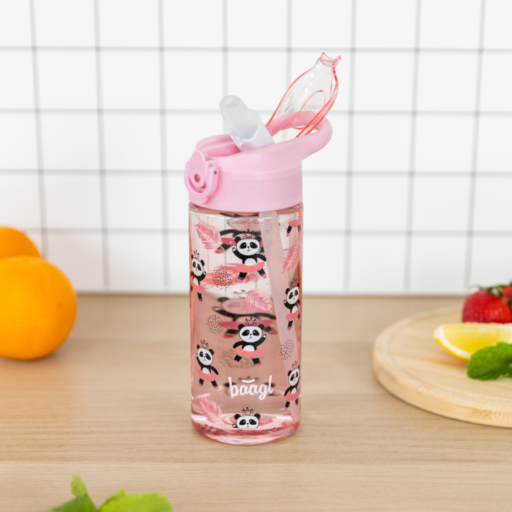 BAAGL Tritanová láhev na pití s brčkem Panda 500 ml
