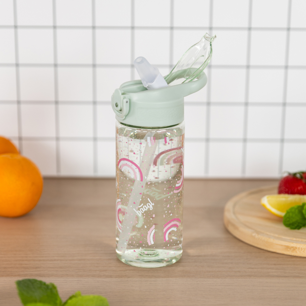 BAAGL Tritanová láhev na pití s brčkem Duha 500 ml