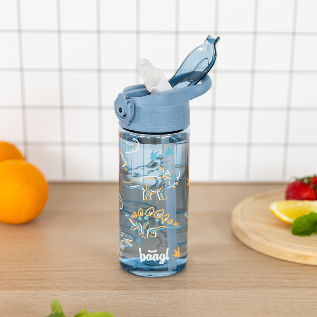 BAAGL Tritanová láhev na pití s brčkem Dino 500 ml