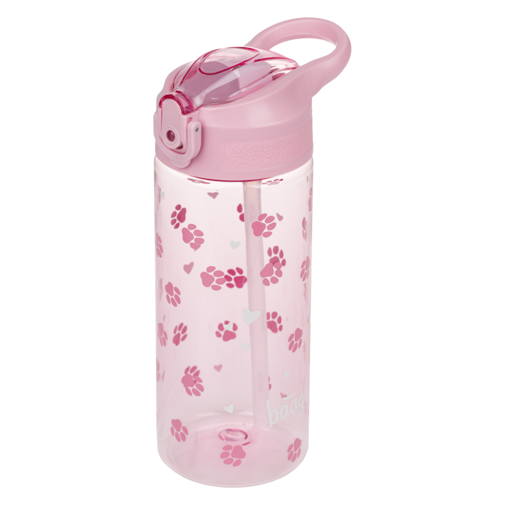 BAAGL Tritanová láhev na pití s brčkem Tlapky 500 ml