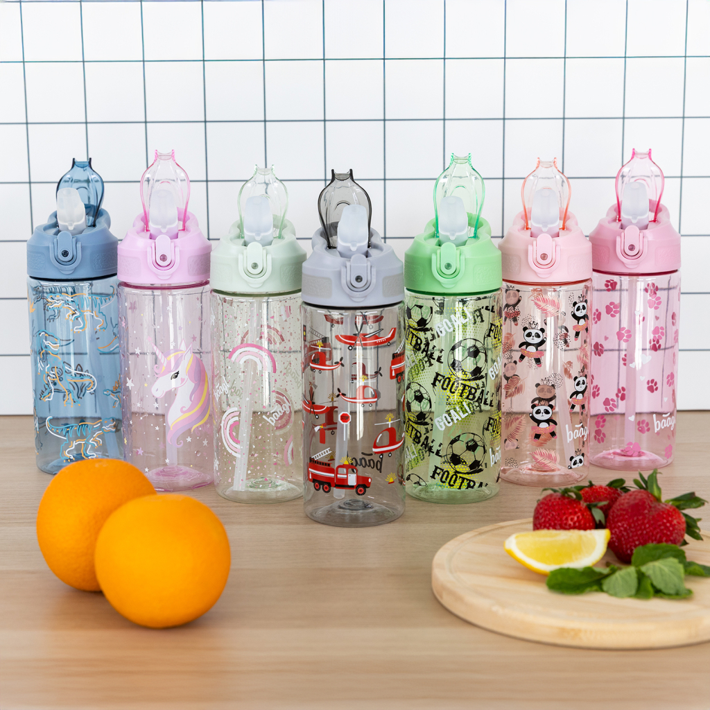 BAAGL Tritanová láhev na pití s brčkem Rainbow Unicorn 500 ml