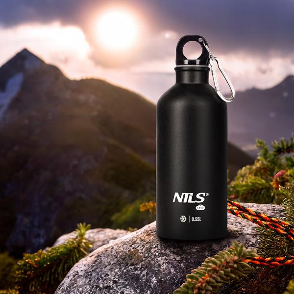 NILS Camp NC3801 Nerezová turistická láhev, černá, 550 ml