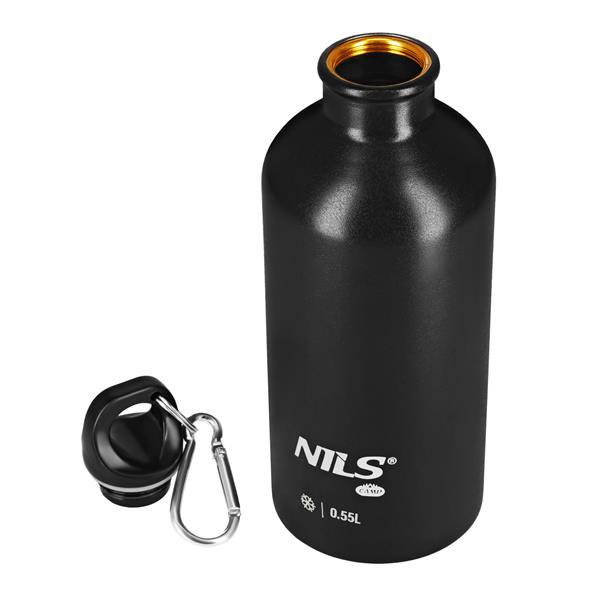 NILS Camp NC3801 Nerezová turistická láhev, černá, 550 ml