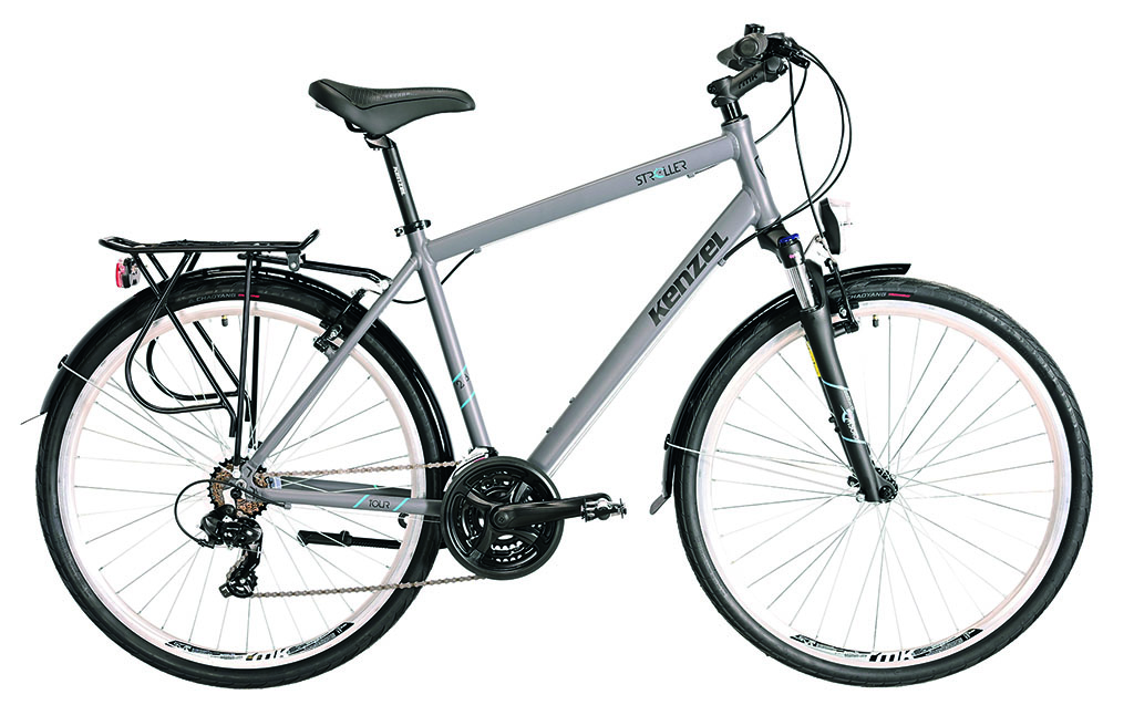 Kenzel Pánské trekové kolo Stroller Touring 2026 stříbrné (rám. 56)