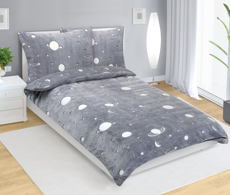 Bellatex Povlečení MIKROFLANEL, Šedý vesmír - 140x200, 70x90cm