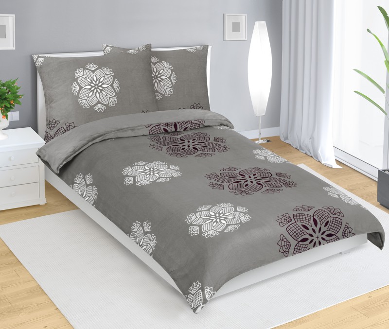 Bellatex Povlečení MIKROFLANEL, Šedá vločka - 140x200, 70x90 cm